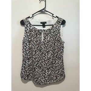 White House Black Market Black and White Printed Sleeveless Blouse